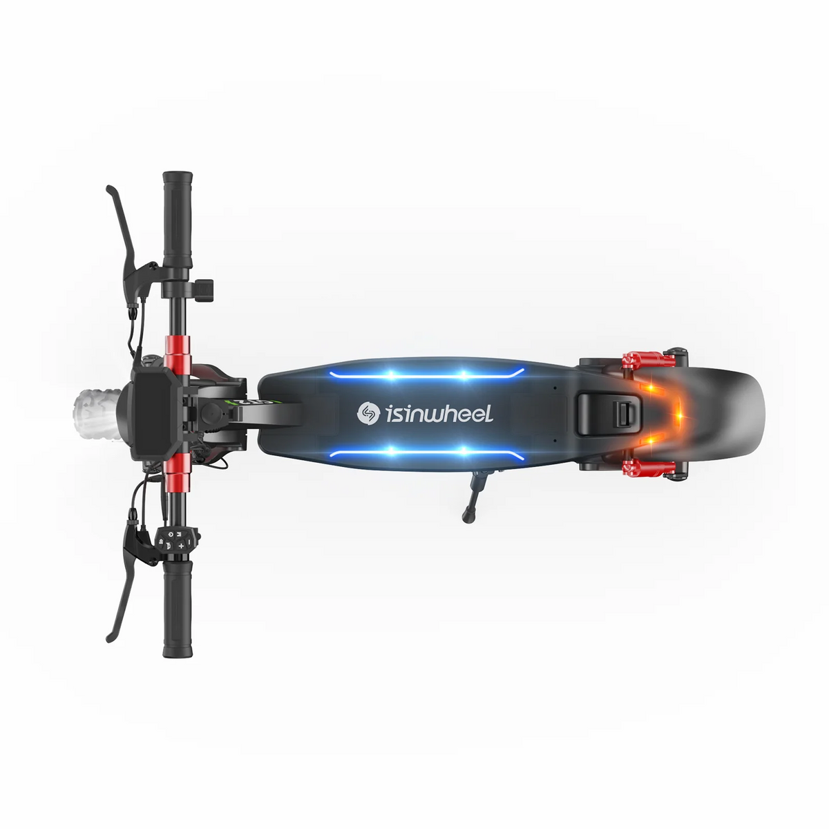 Top-down view of the GT2 deck with blue ambient lighting and rear turn signals illuminated