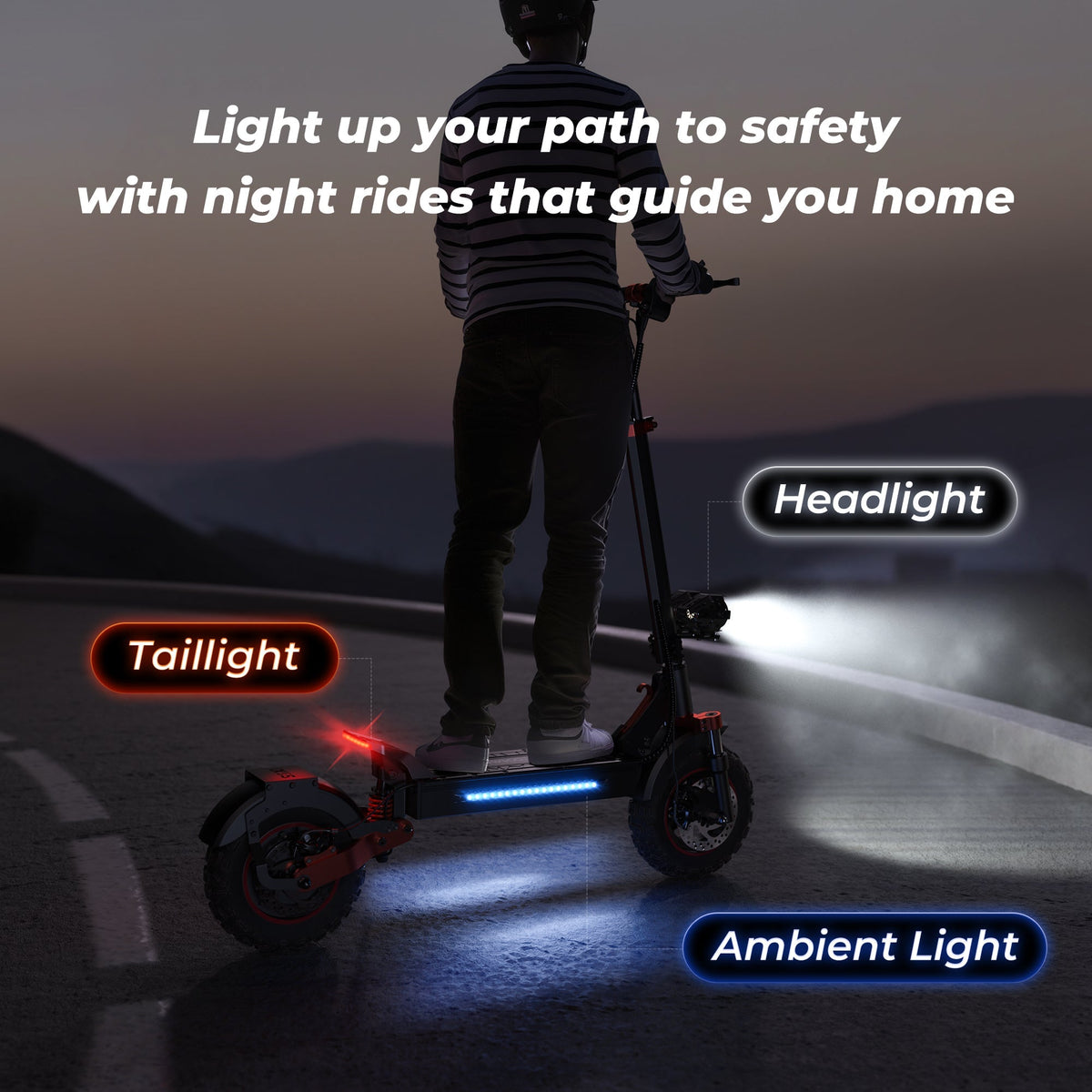 iScooter iX5S 1000W off-road electric scooter: 28 mph, 40-mile range, 11-inch off-road tubeless tires, dual suspension, EABS plus double disc brakes, IPX4 water resistance, 60 lb folded, 330 lb max load