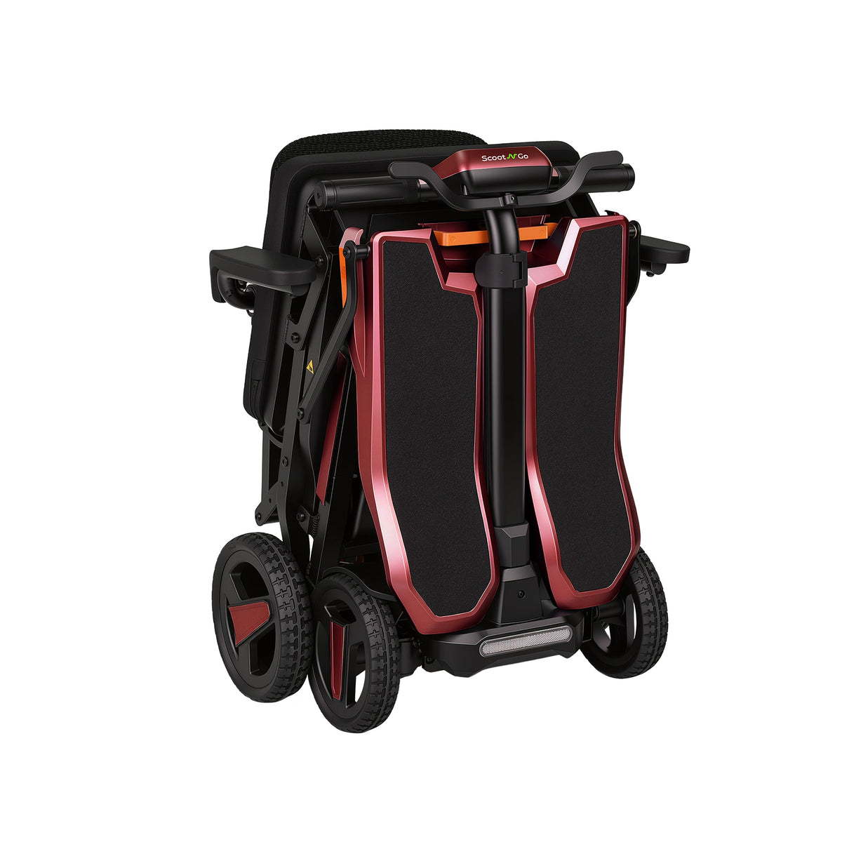 Folded Wine Red ScootNGo Voyager standing upright