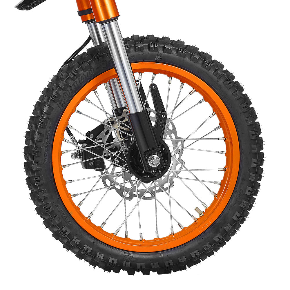 HappyRun G300 SE Mini mid-drive off-road electric dirt bike: 4500W peak mid-drive motor, 36 mph top speed, 1248Wh battery, hydraulic disc brakes with 190mm rotors, full suspension, 29-inch seat, 3'11" to 6'1" rider range, IPX5, carbon steel frame