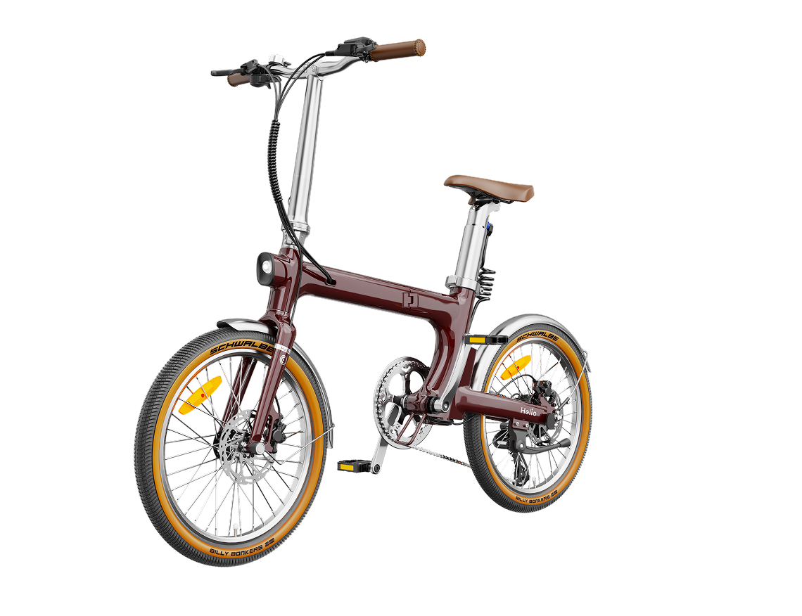 Heybike Helio F 40 lb lightweight folding commuter e-bike: 36V 250W (peak 500W) hub motor, torque sensor, 360Wh battery, 20 mph Class 2, X-Fold system, vintage frame, UL 2849