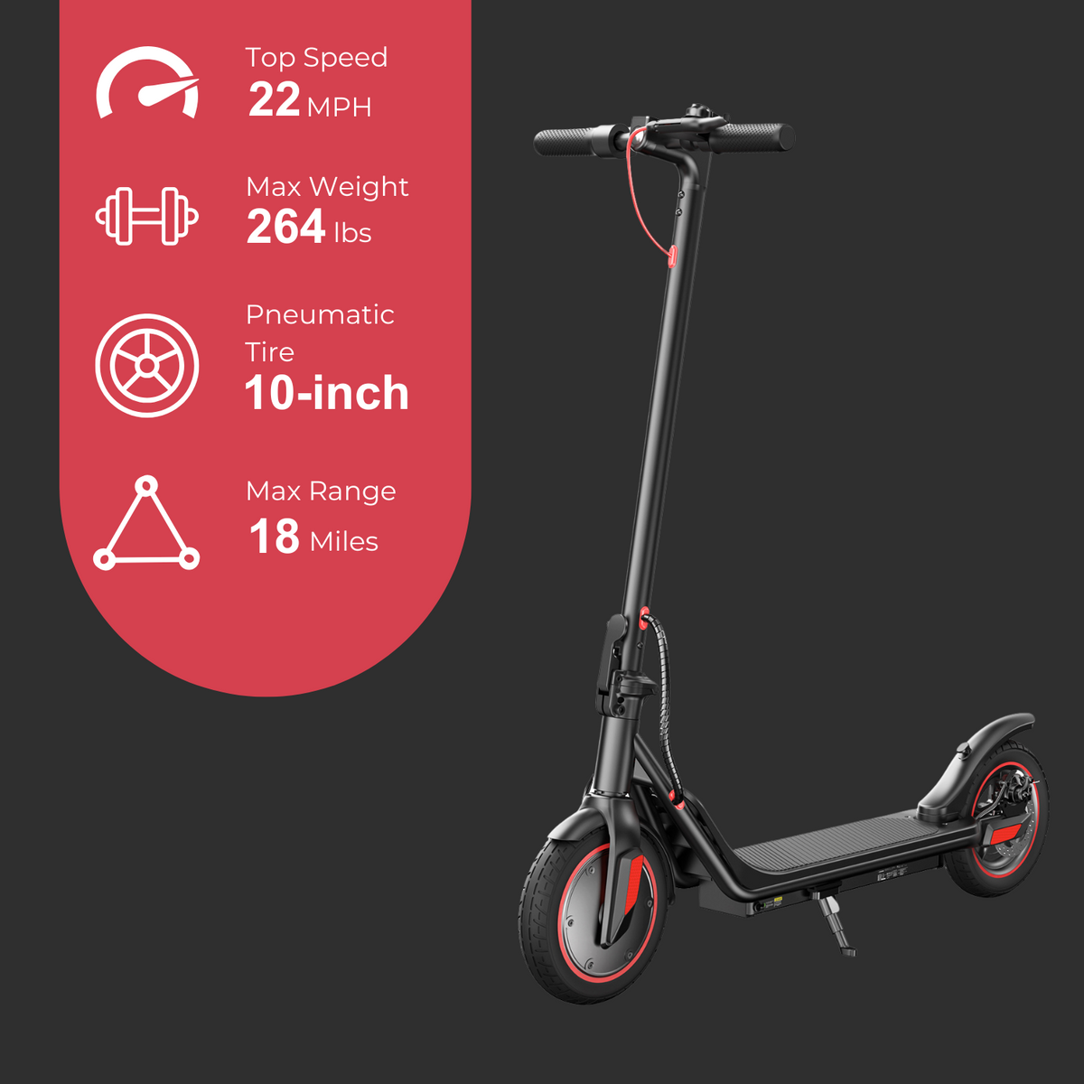 iScooter i9M sub-budget folding commuter electric scooter: 42V peak 500W brushless front-wheel-drive motor, 22 mph, 315Wh battery, 10-inch pneumatic tires, EBAS plus rear disc brake, IP54, Tuya app integration, included mudguards, 28.9 lb folded