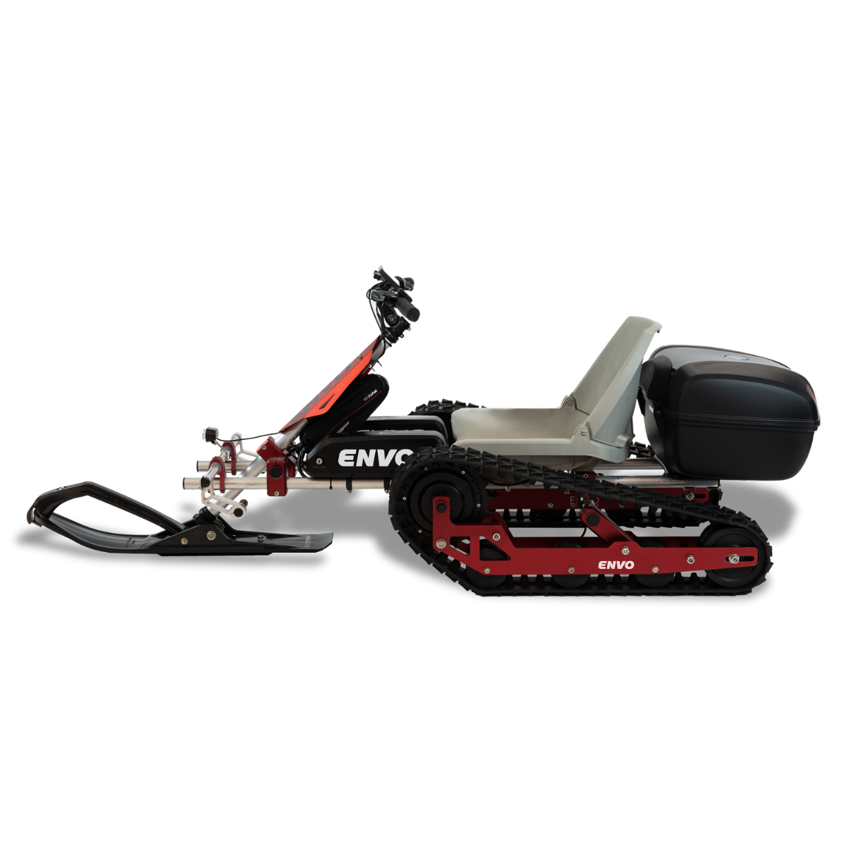 ENVO Electric SnowKart side view showing the seated platform.