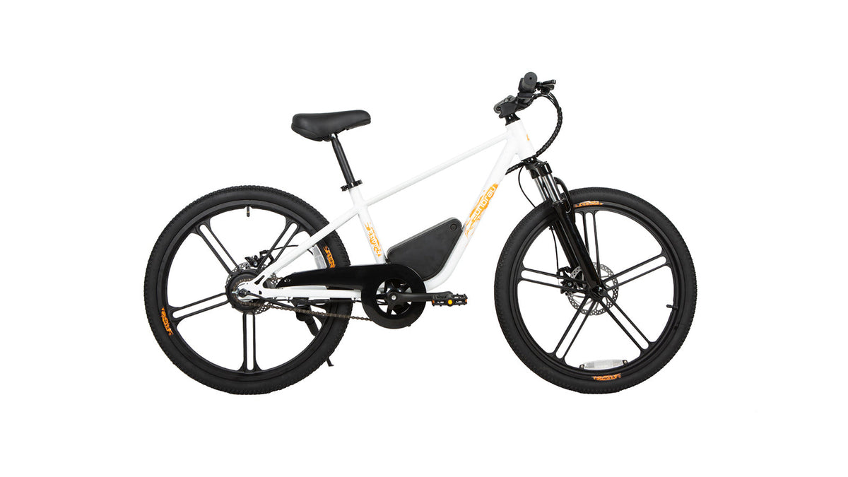 Cloud White EUNORAU EKIDS24 kids electric bike, full side profile