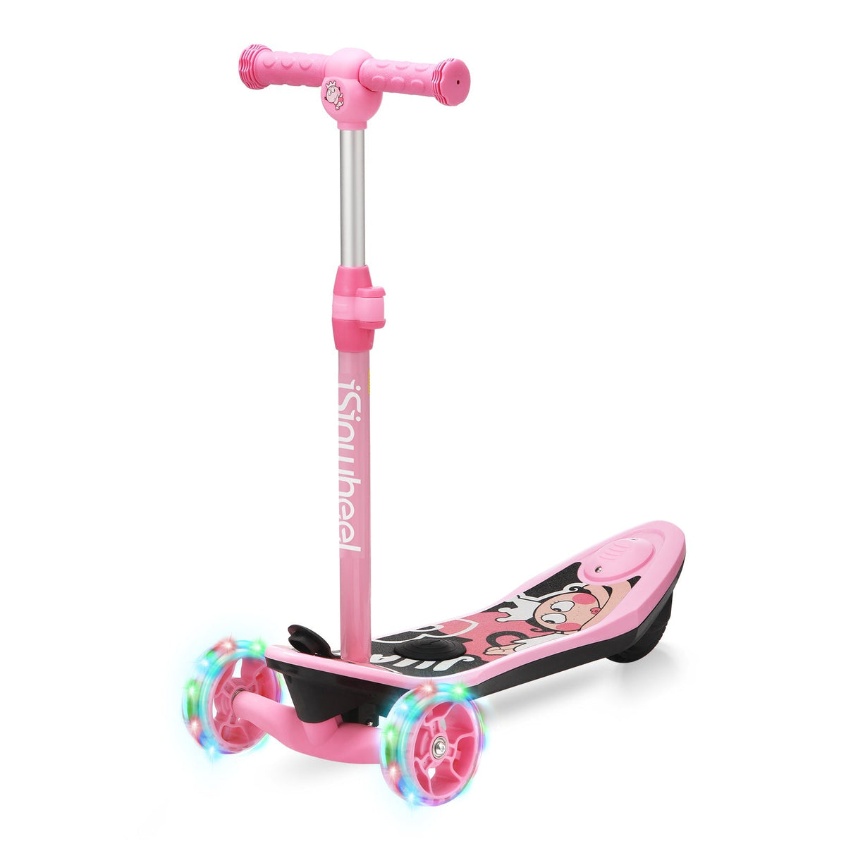 Blue isinwheel Mini Long Range hero shot with the LED flashing wheels lit up and the rear power button visible