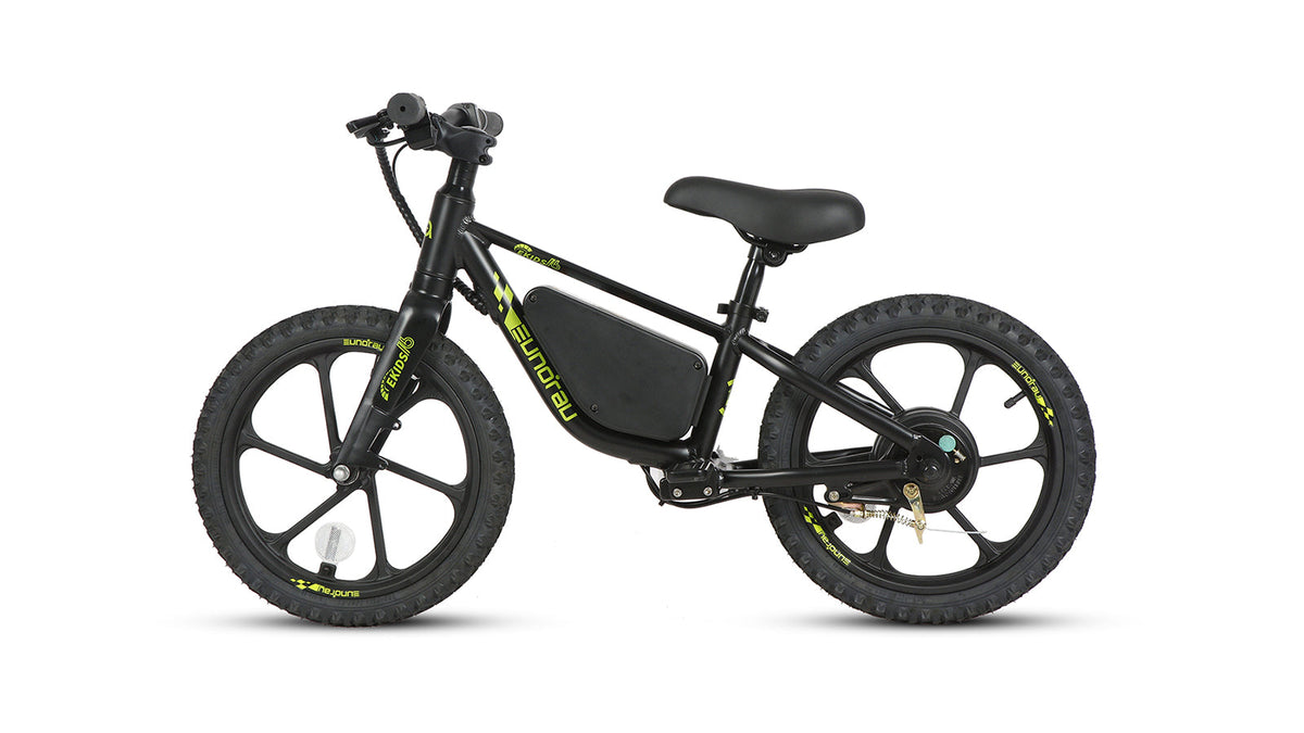 EUNORAU EKIDS16 Obsidian electric balance bike, right-side profile