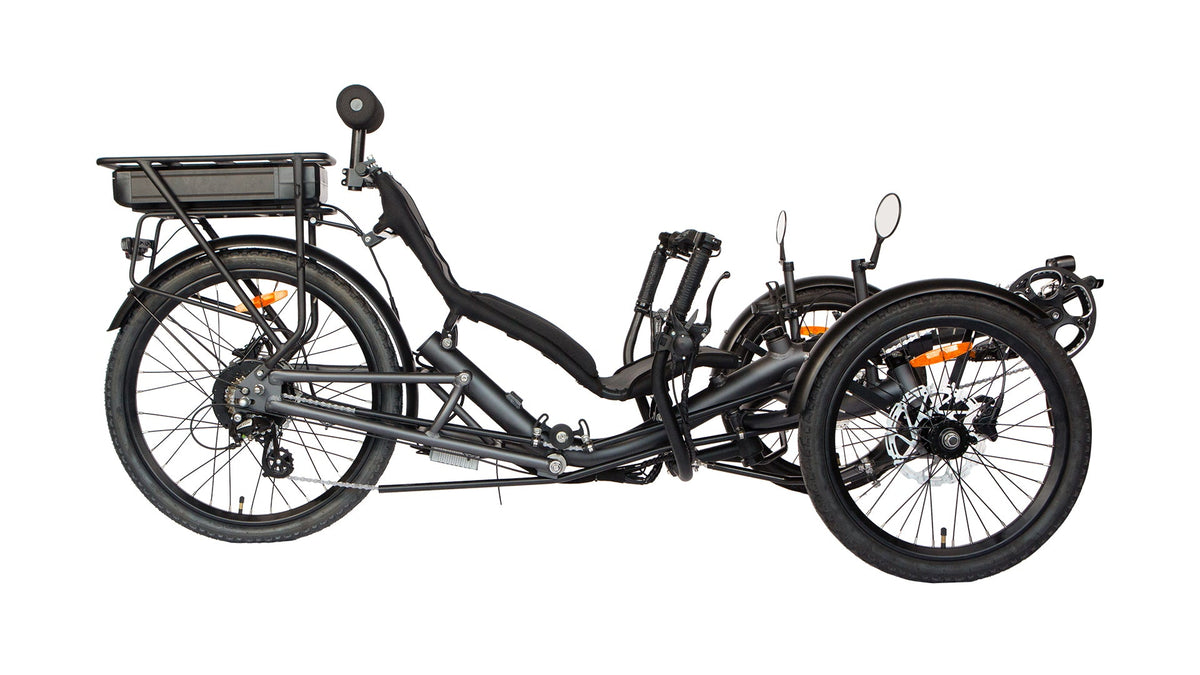 EUNORAU T1 Dark Grey electric recumbent trike right-side profile