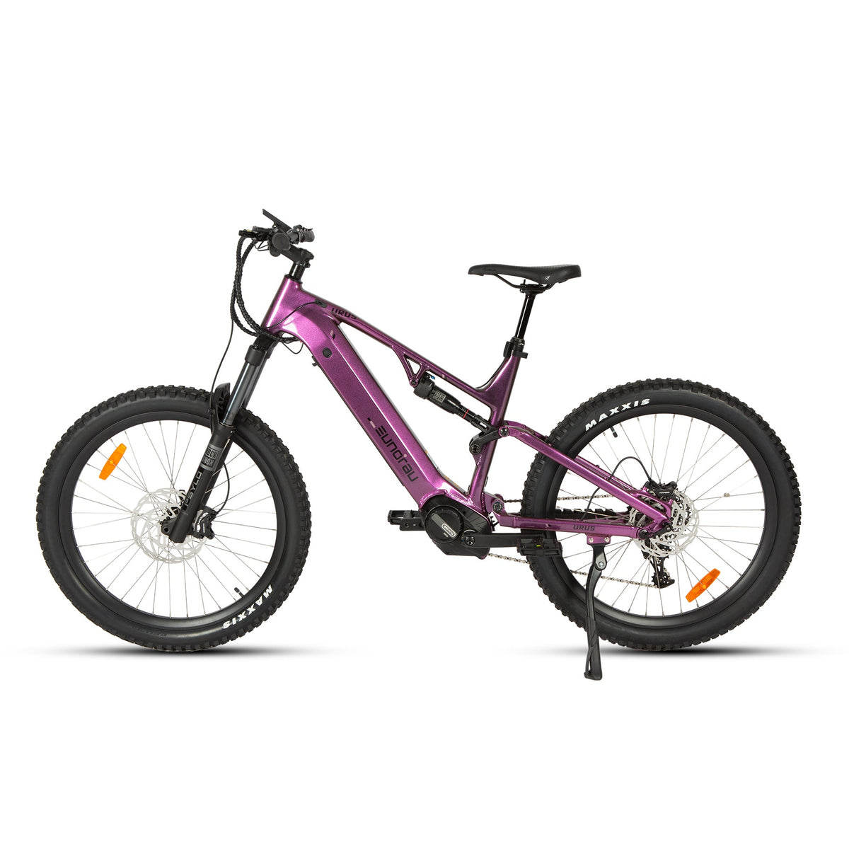 Amethyst URUS 2.0 left-side studio view with RockShox suspension and dropper post