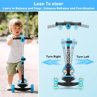 Helmeted child riding the blue isinwheel Mini Long Range on a paved path with parents in the background