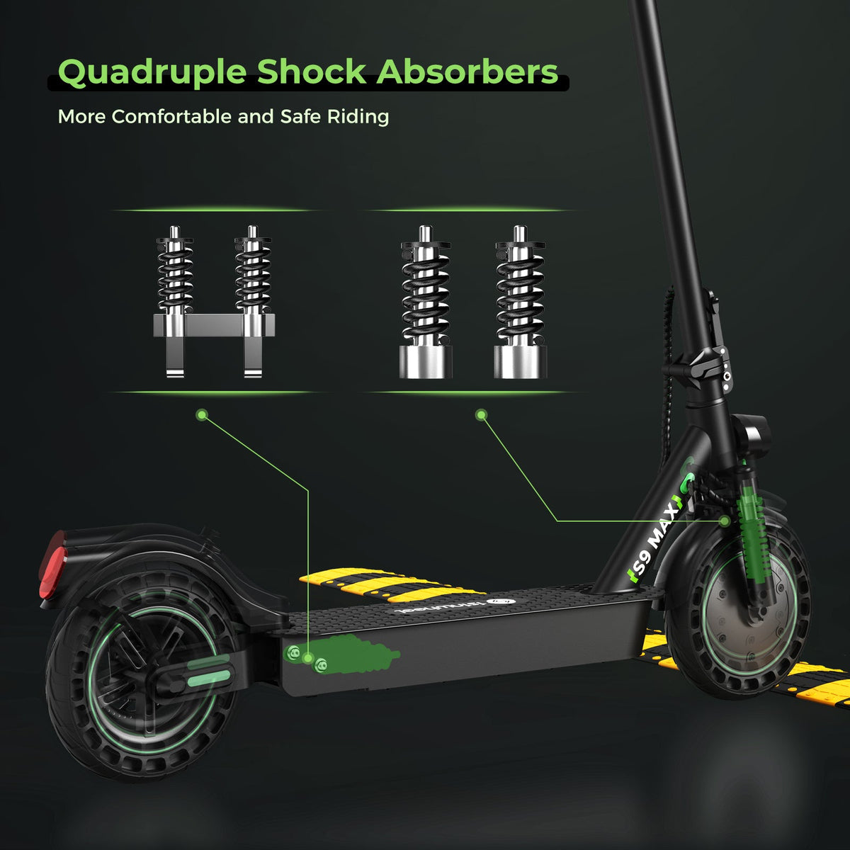 isinwheel S9 Max Commuter Electric Scooter front shock absorbers