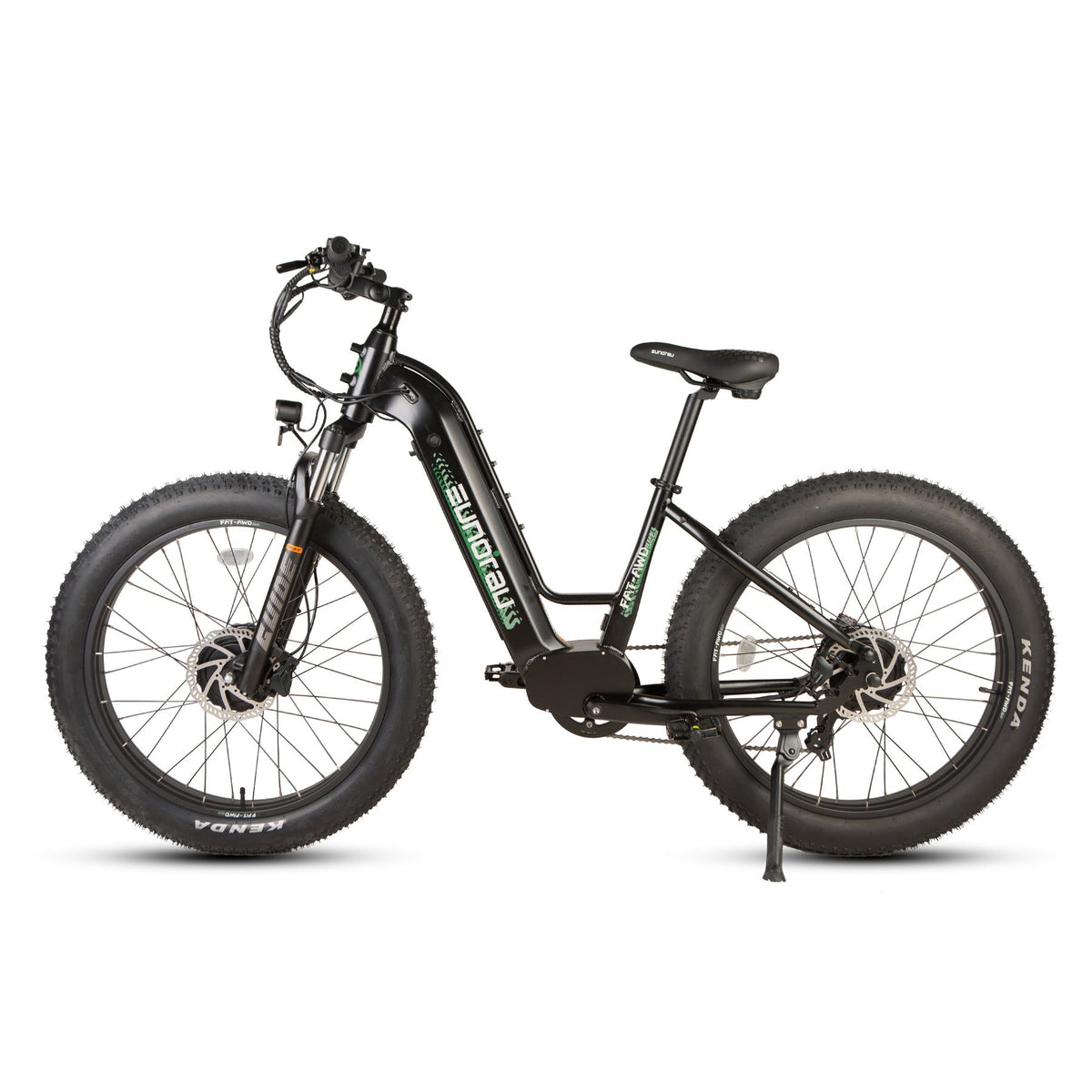 Raven FAT-AWD 3.0 fat-tire electric bike, opposite-side studio profile with kickstand