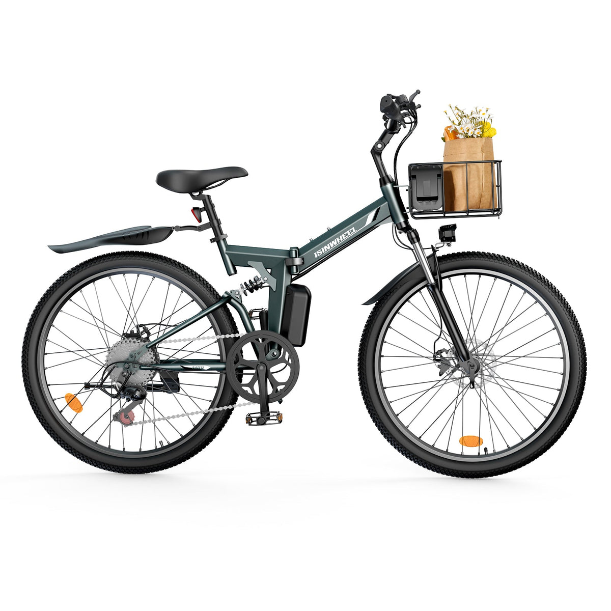 isinwheel M40 Folding Electric Bike wheel and brake detail