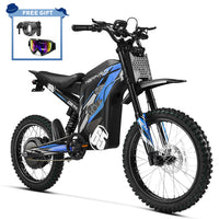 HappyRun G300 Pro 6500W peak motocross-format electric dirt bike: 50 mph top speed, 72V 30Ah battery, hydraulic 180/203mm disc brakes, inverted front fork, carbon steel frame, motocross-format tires, IPX5, off-road use only