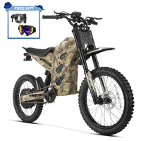 HappyRun G300 Pro 6500W peak motocross-format electric dirt bike: 50 mph top speed, 72V 30Ah battery, hydraulic 180/203mm disc brakes, inverted front fork, carbon steel frame, motocross-format tires, IPX5, off-road use only