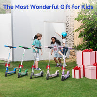 Children with gray, pink, blue, green, and purple isinwheel S4 scooters