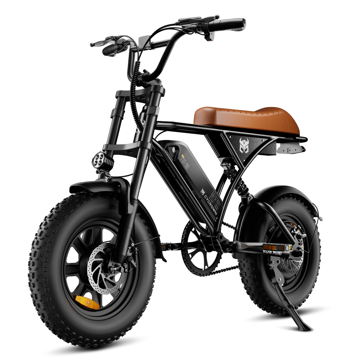 Front three-quarter product view of the black Run Mini