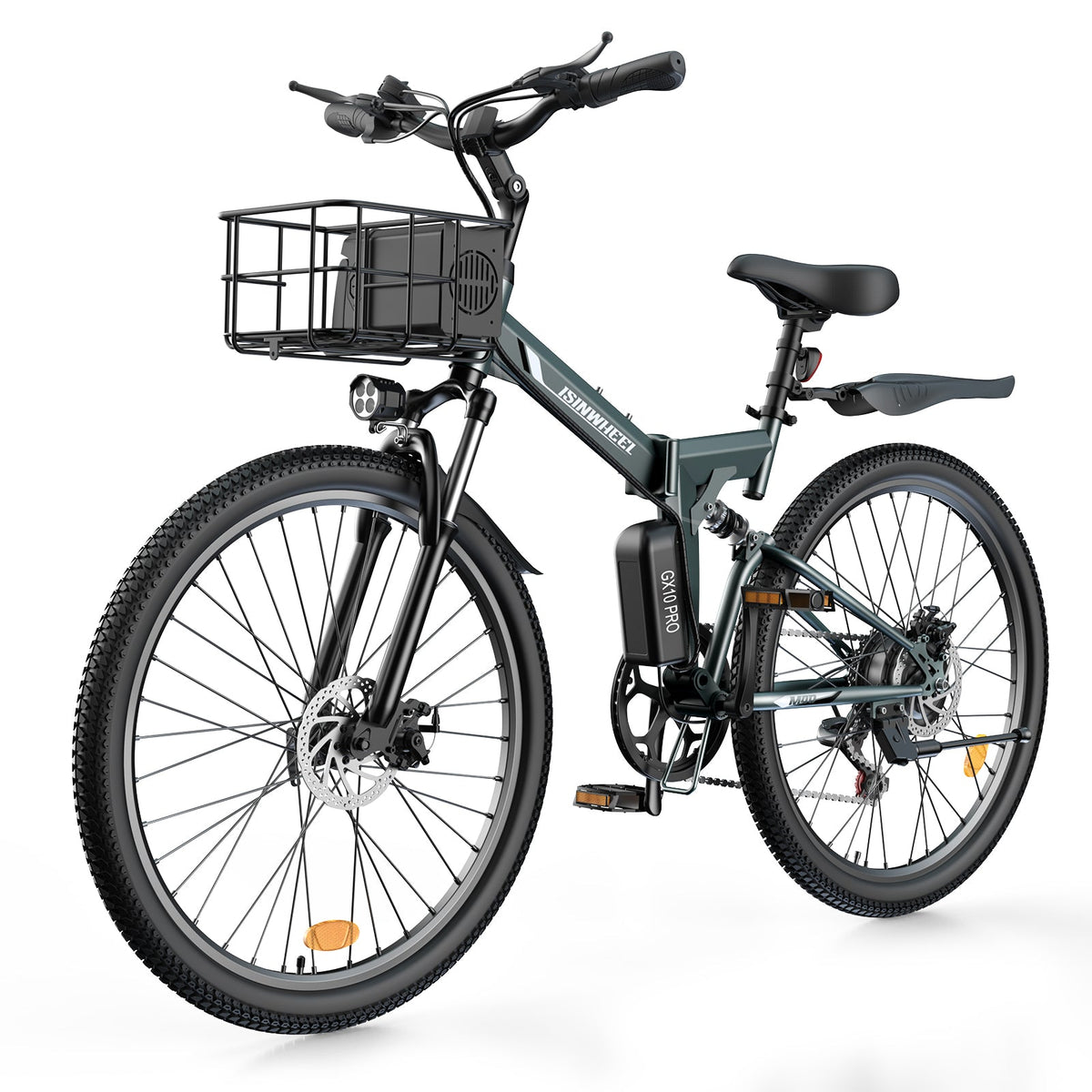 isinwheel M40 Folding Electric Bike Forest Green bike side profile