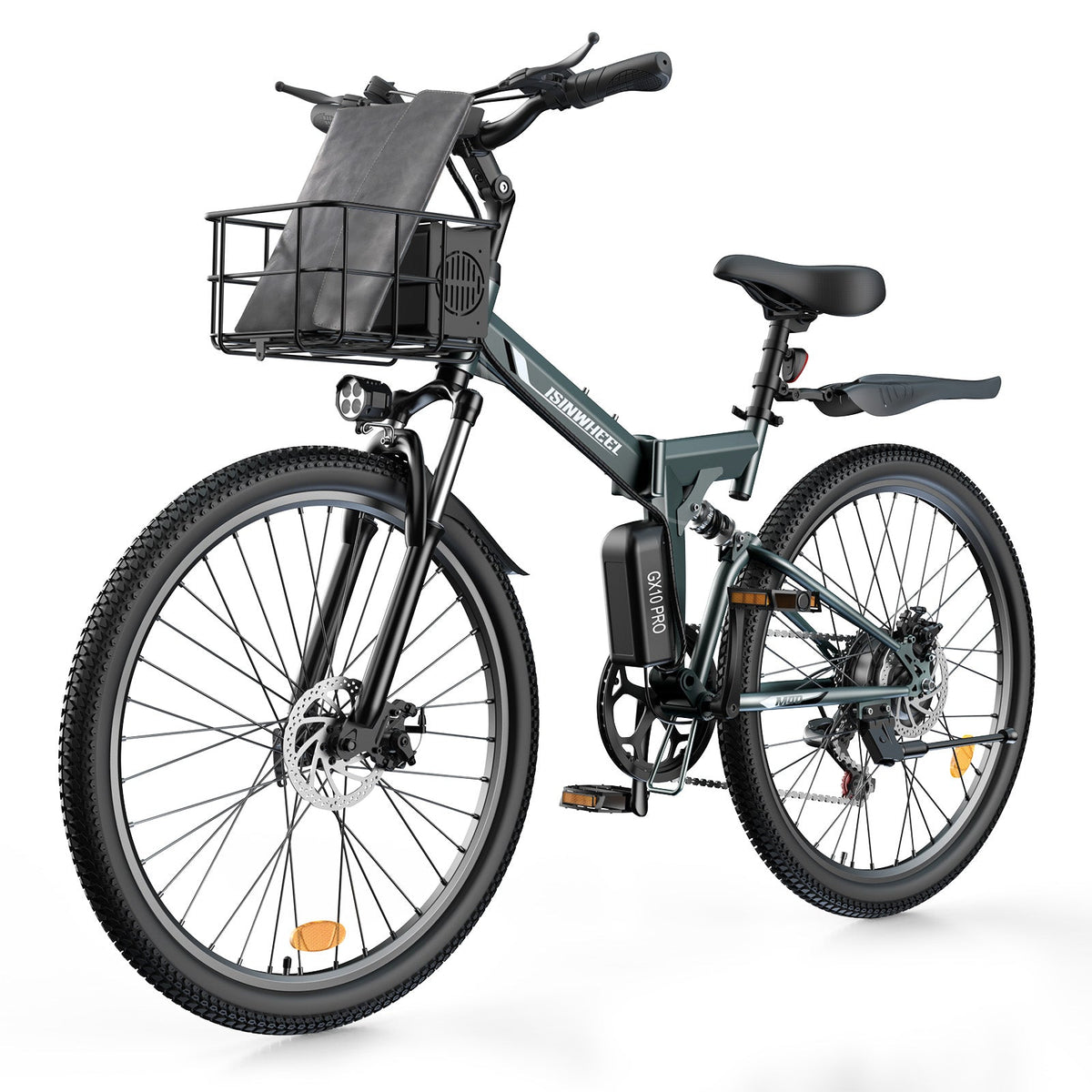 isinwheel M40 Folding Electric Bike Carbon Black lifestyle view