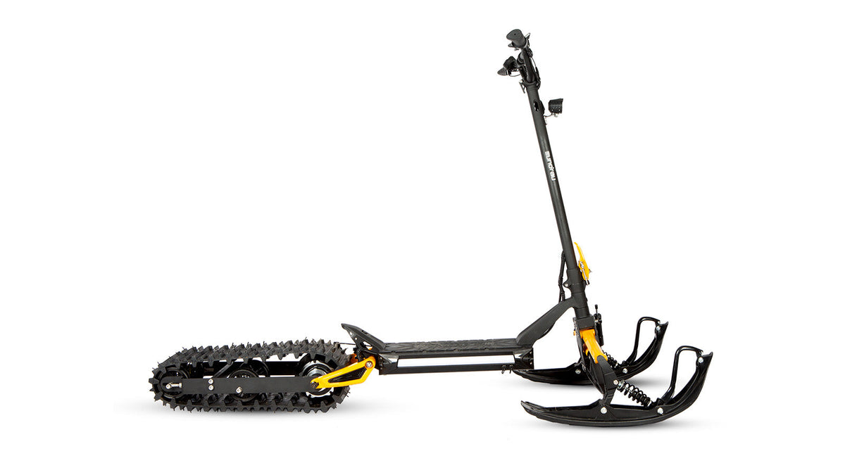 EUNORAU ICEX 1.0 snow scooter studio side profile with dual front sleds and rear track