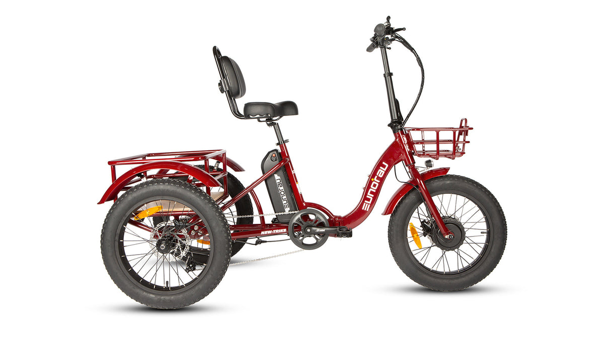 Deep Crimson EUNORAU NEW-TRIKE 2.0 upright electric cargo trike profile