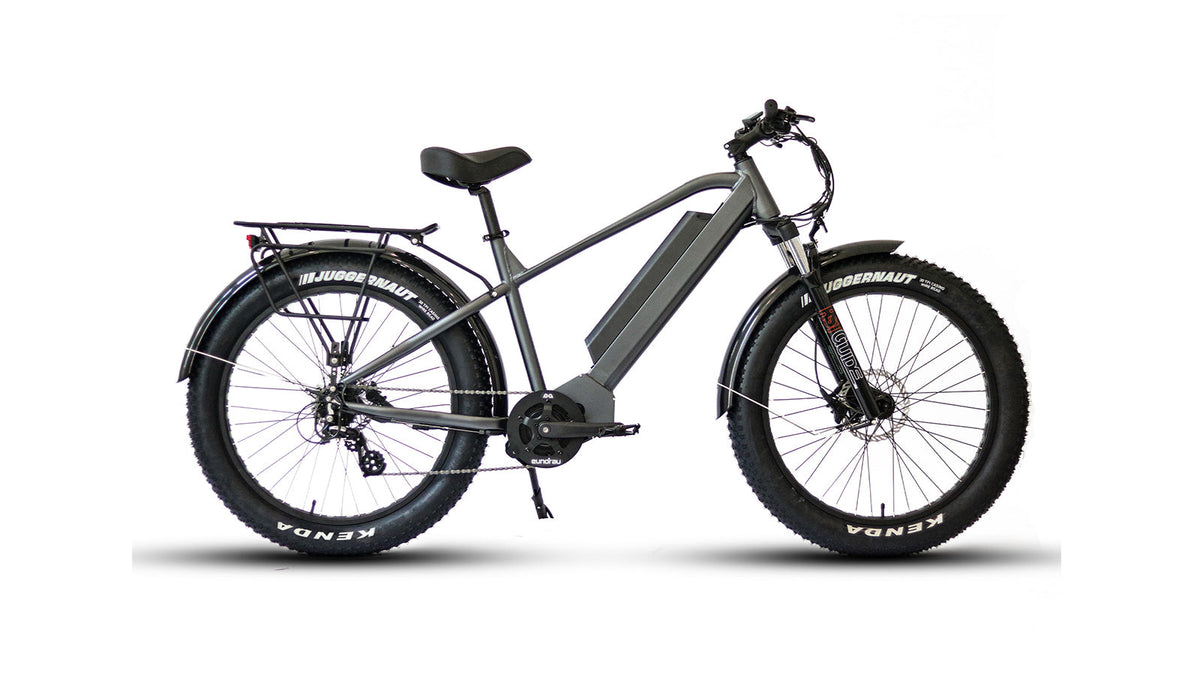 Gray EUNORAU FAT-HD 1.0 Pro hunting e-bike, full drive-side profile