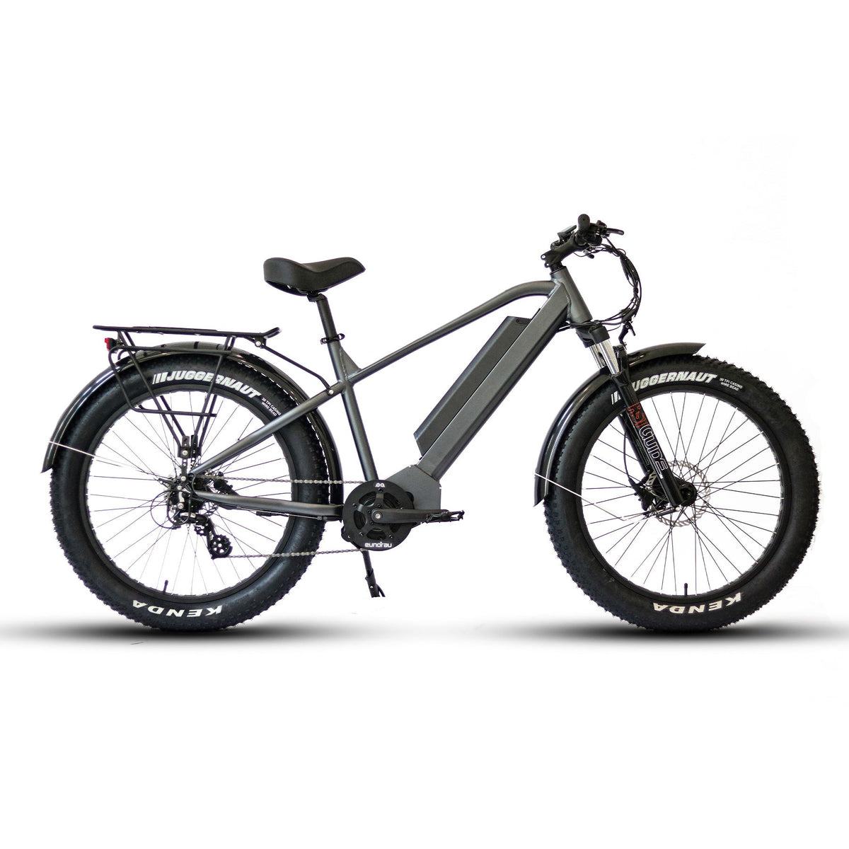 Gray FAT-HD 1.0 Pro mid-drive fat-tire e-bike with rear rack