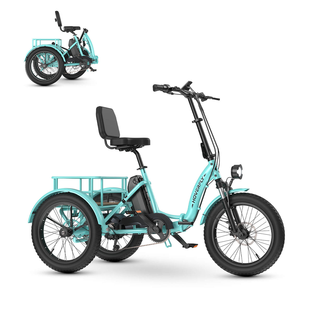 Hoverfly ET1 Folding Electric Trike | 500W, 60-Mile Claim — front three-quarter view