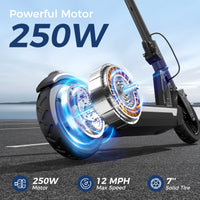 isinwheel S7 250W motor and 7-inch solid tire specification graphic