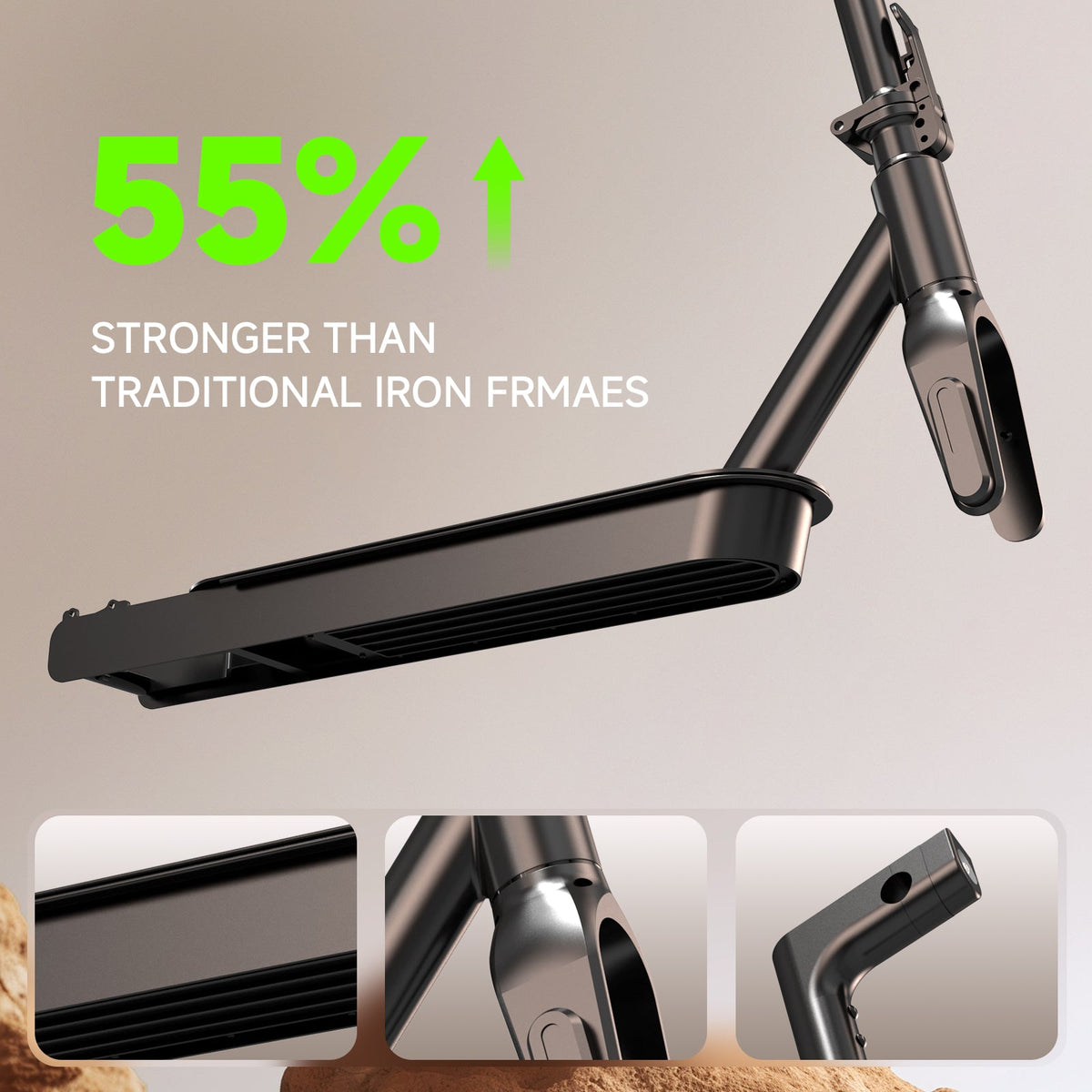 isinwheel S9 Pro aluminum alloy frame feature graphic illustrating the deck and stem joinery