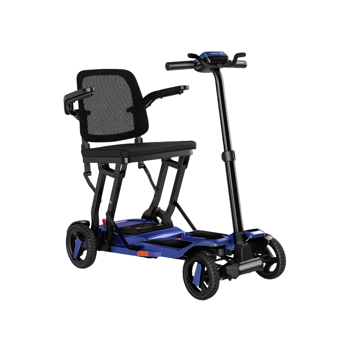 Navy Blue ScootNGo Voyager mobility scooter shown three-quarters from the front