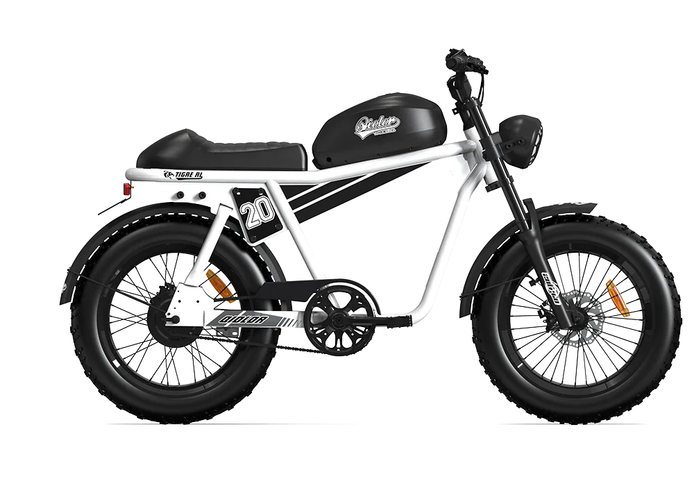 QIOLOR Tiger RL orange electric cruiser side profile with fat tires