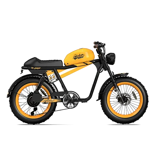 QIOLOR Tiger RE tiger yellow retro electric bike front view