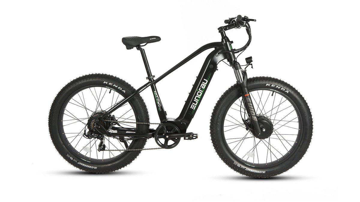 Raven EUNORAU FAT-AWD 2.0 Step Over electric bike, drive-side studio profile