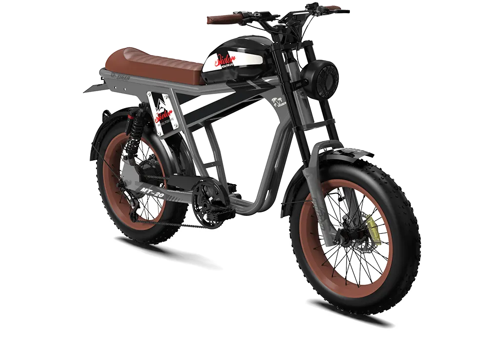 Black QIOLOR Tiger Plus three-quarter view with tank-style battery and front fork