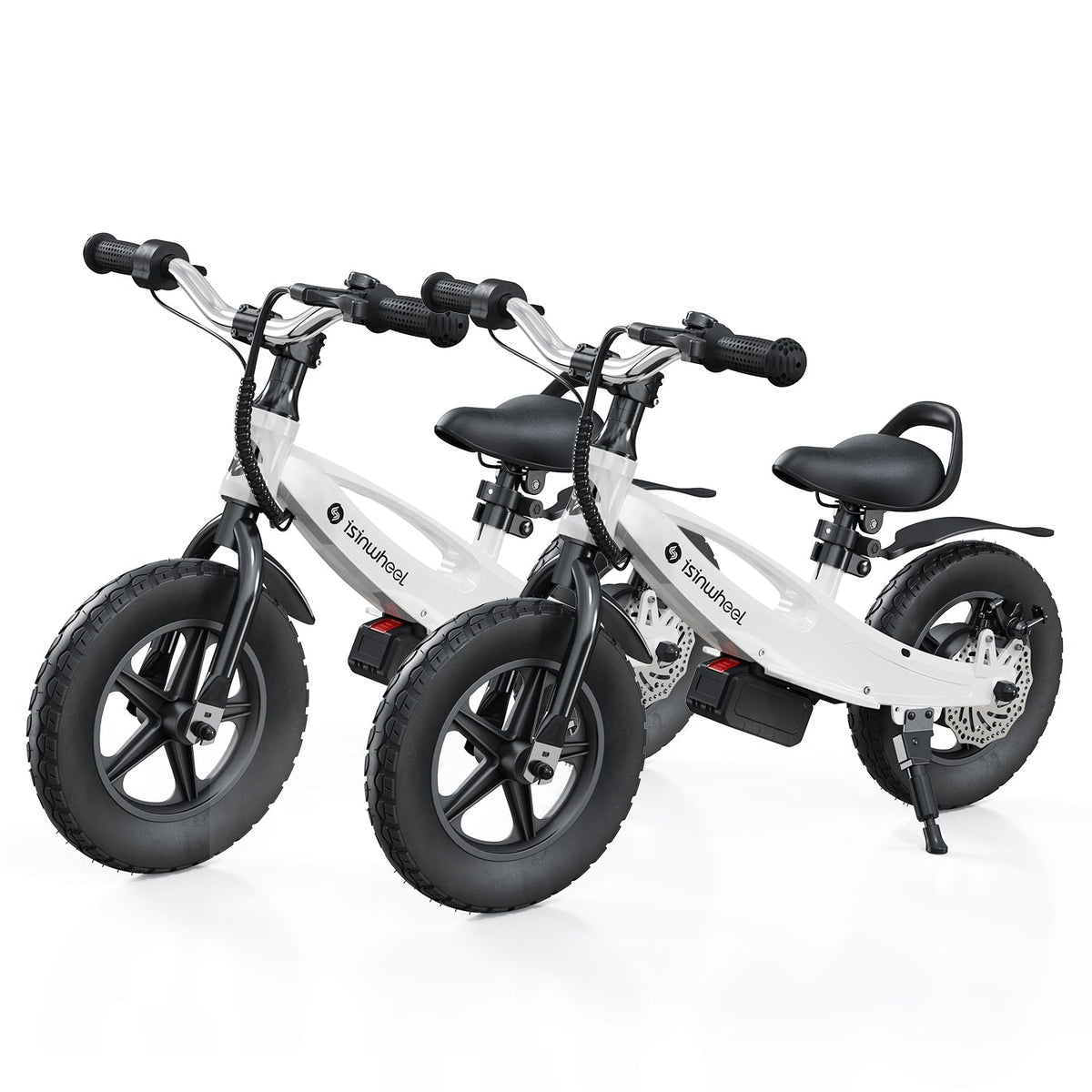 isinwheel SK12 Kids Electric Balance Bike compact frame three-quarter view