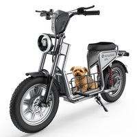 Three-quarter product view of the H7Pro with mirrors, headlight, basket, seat, and rear rack