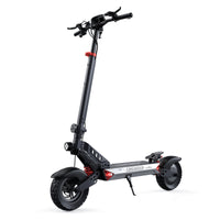 Circooter Landturbo off-road folding electric scooter with single-motor build (1000W or 1500W peak), 10-inch pneumatic all-terrain tires, dual swing-arm suspension, dual disc brakes with EABS electronic anti-lock, 6061 aluminum folding frame, color LCD display, IPX5 water resistance, and UL 2272 testing