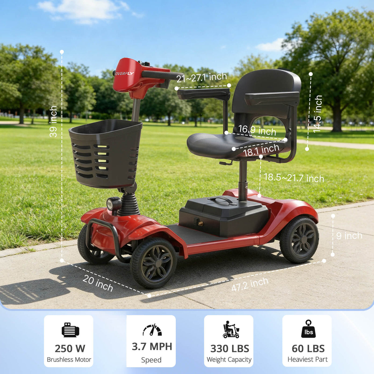 Hoverfly T4 4-Wheel Mobility Scooter | 330-lb Capacity — alternate product view