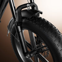 Hydraulic suspension fork and front fat tire on the CycHunter 2.0