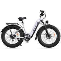 isinwheel U8 Ultra spec graphic with 1500W peak motor, 105 mile range claim, 28 mph speed, 26x4 tires, 48V 18Ah battery, and 330 lb load.
