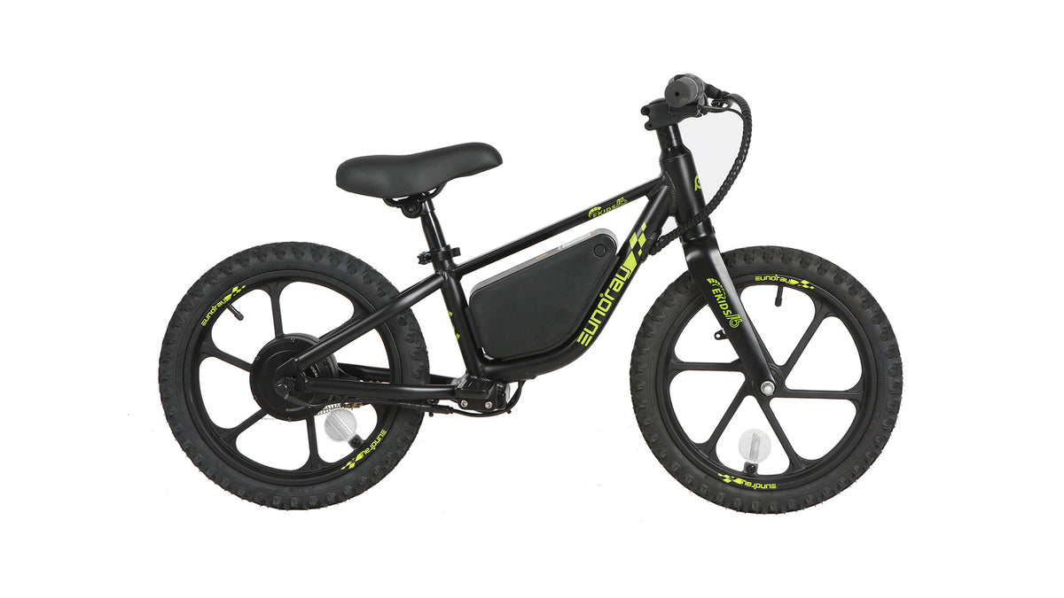 EUNORAU EKIDS16 Obsidian electric balance bike, left-side profile