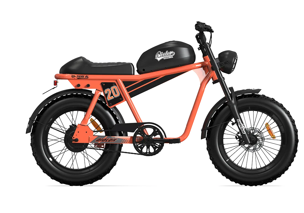 QIOLOR Tiger RL white electric cruiser side profile with front fork