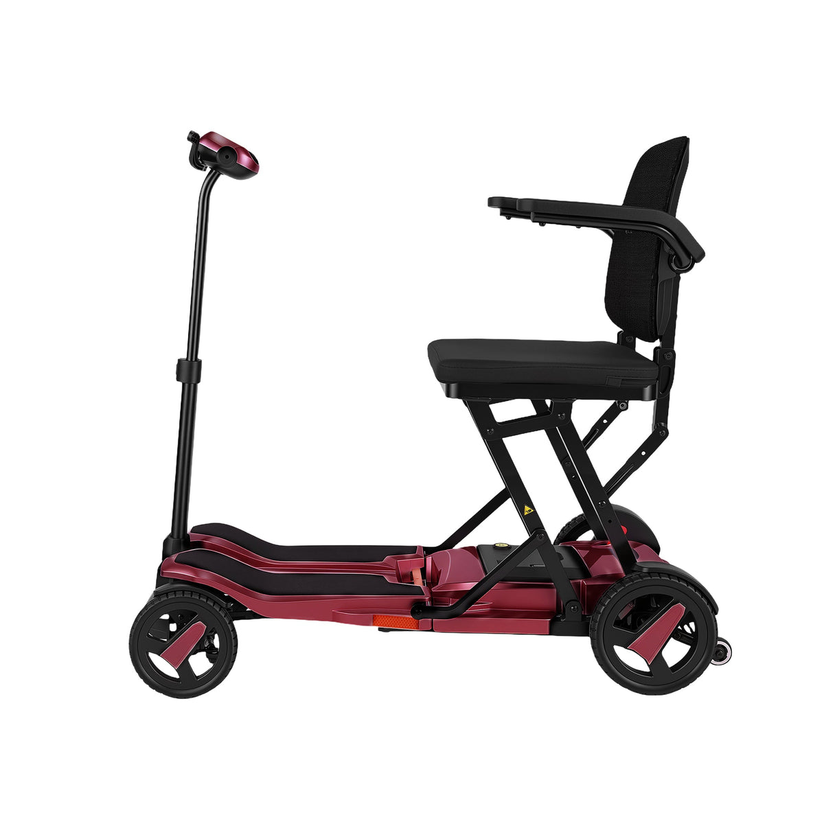 Wine Red ScootNGo Voyager mobility scooter in right-side profile
