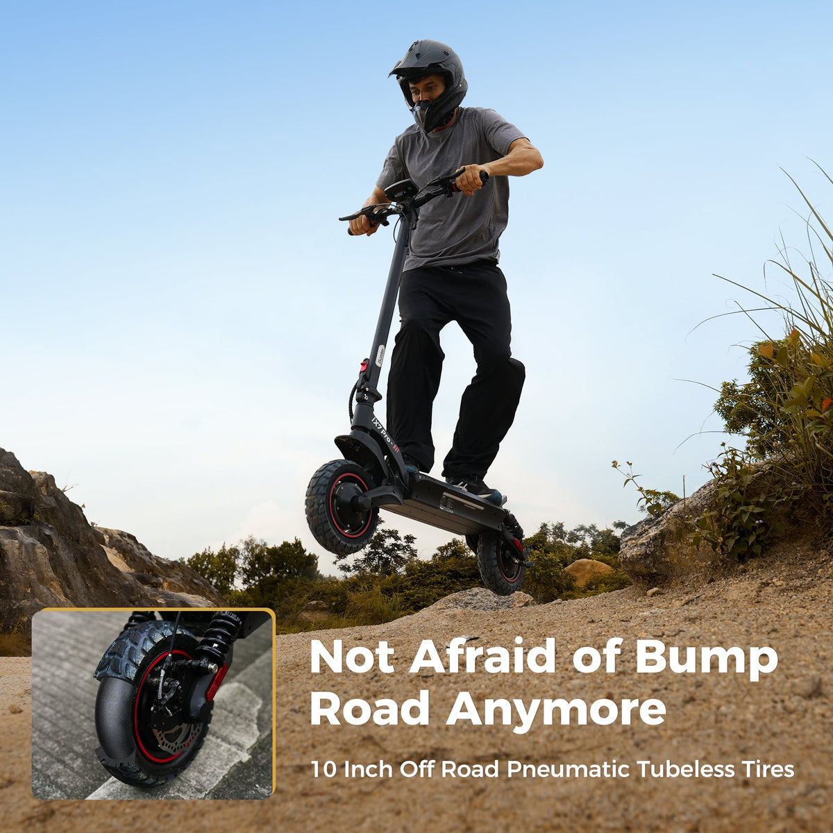 iScooter iX7 Pro dual-motor off-road folding electric scooter: dual 1200W motors (2400W peak combined), 38 mph top speed, 720Wh battery, 10-inch tubeless off-road tires, dual suspension, EABS plus double disc brakes, turn lights, ambient lights, 65.5 lb folded, 330 lb max load
