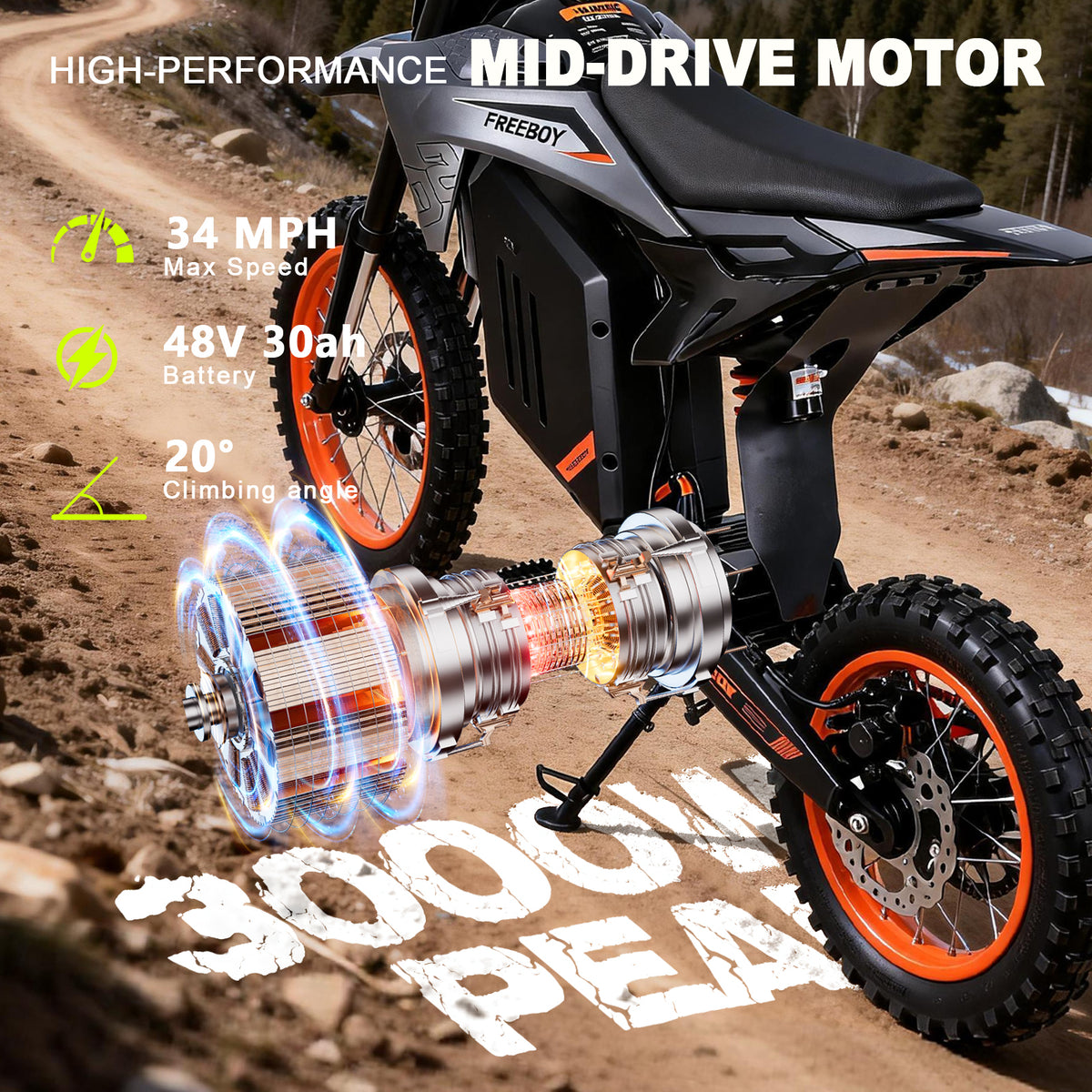 Freeboy Y88 electric dirt bike, official or supplier product image 3