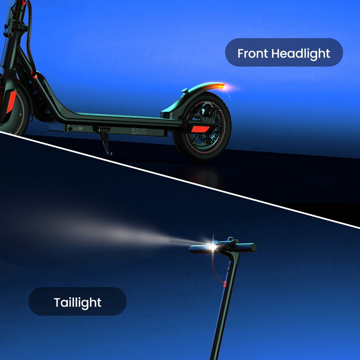 iScooter i9M sub-budget folding commuter electric scooter: 42V peak 500W brushless front-wheel-drive motor, 22 mph, 315Wh battery, 10-inch pneumatic tires, EBAS plus rear disc brake, IP54, Tuya app integration, included mudguards, 28.9 lb folded