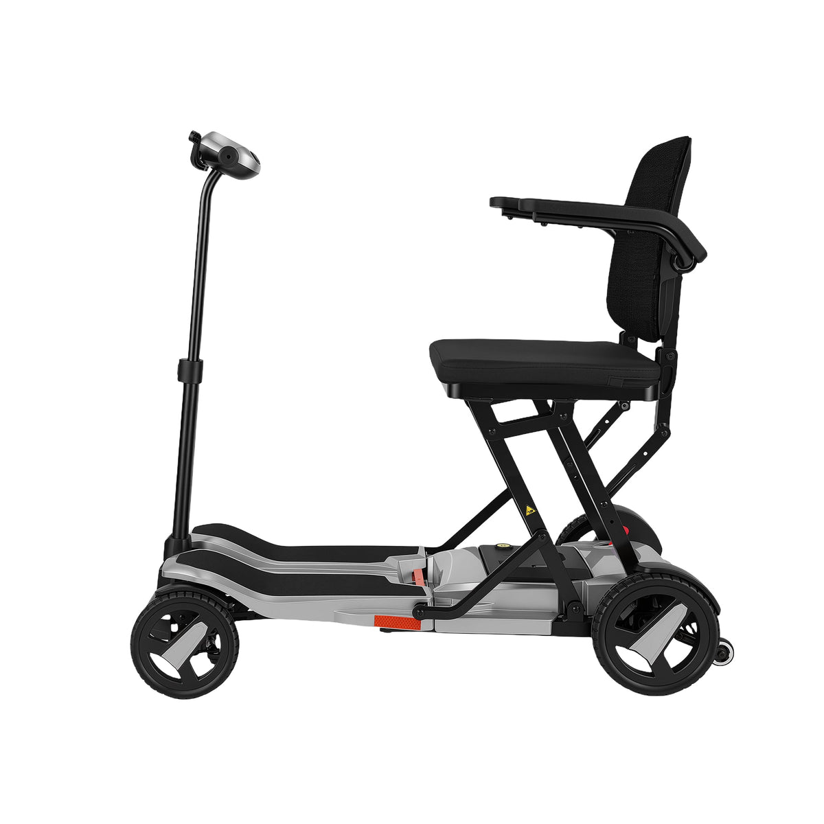 Silver Grey ScootNGo Voyager mobility scooter in right-side profile