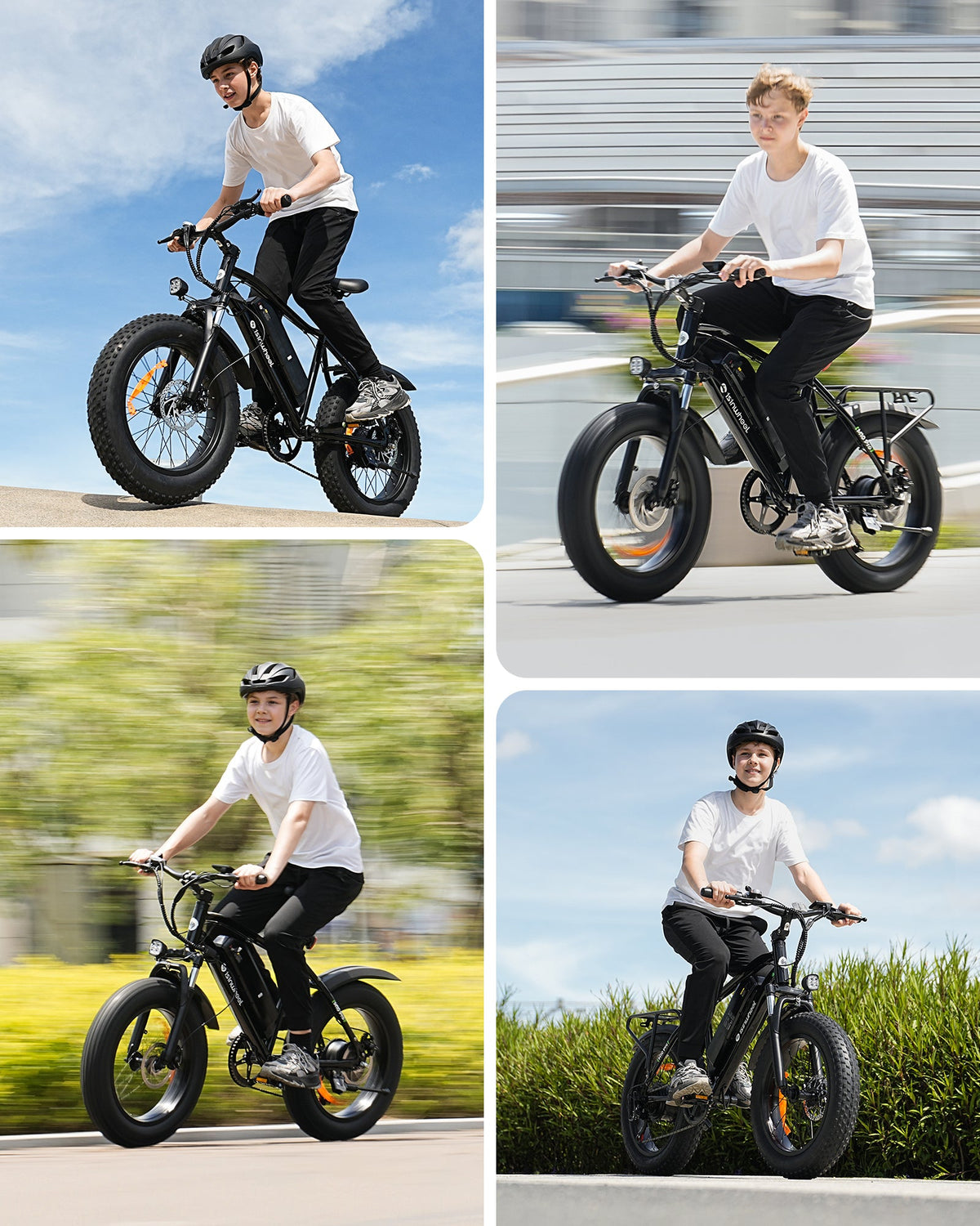 isinwheel M10Pro riders on grass, pavement, and gravel