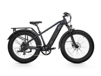Dark gray Velowave Ranger 2.0 fat-tire electric bike studio side view with rear rack