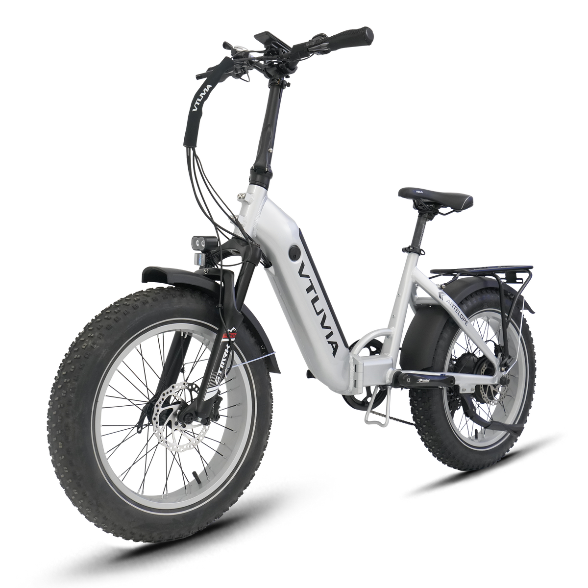 VTUVIA SX20 silver folding fat-tire bike detail